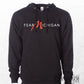 Black hoodie with 'FEAR MICHIGAN' text and logo on a white background