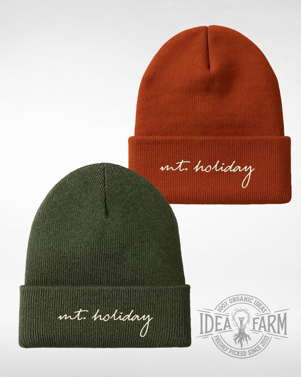 Mt. Holiday Script Text Beanie