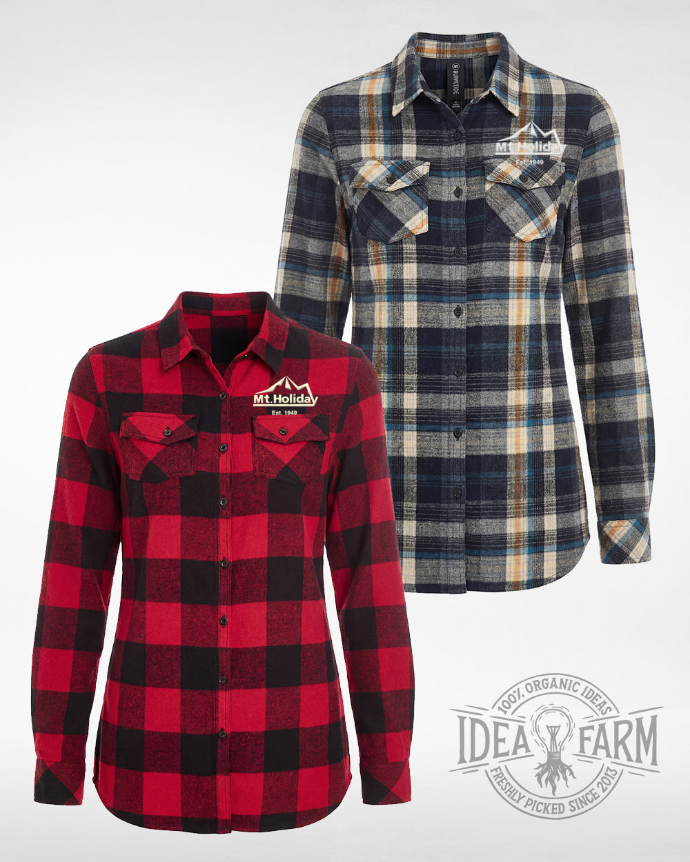 Mt. Holiday Embroidered Women's Flannel Shirts(New for 2026!)